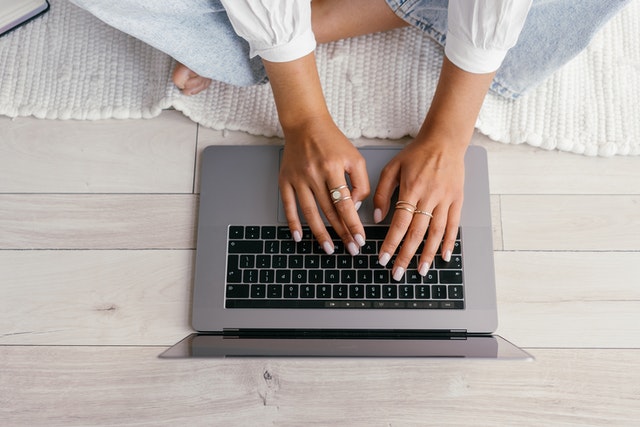 using a laptop